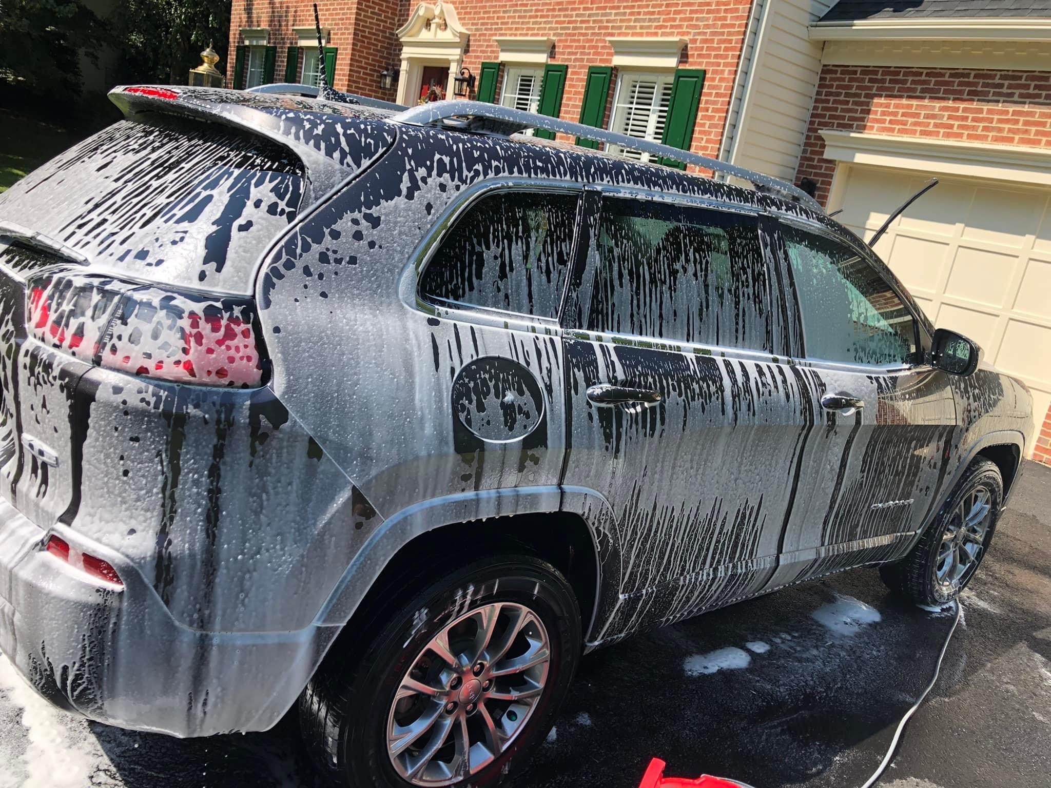mobile car detailing in Alexandria, VA - foam wash on SUV by Camacho Auto Detailing LLC